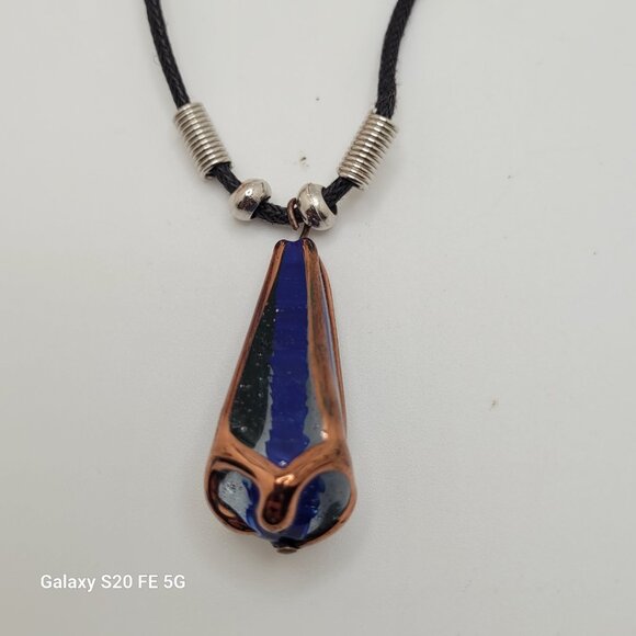 Unique Boho Glass Blue Necklace - One of a Kind - Picture 7 of 8